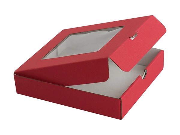 czerwone pudełko z okienkiem, producent opakowań